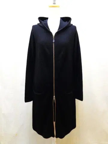 Pitchoune 피치 블랙 후드 부착 니트 코트