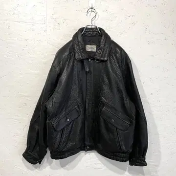 구제 의류 80s 90s 빈티지 A-2형 주름 가죽 자켓 블루종