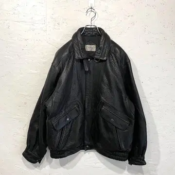 구제 의류 80s 90s 빈티지 A-2형 주름 가죽 자켓 블루종