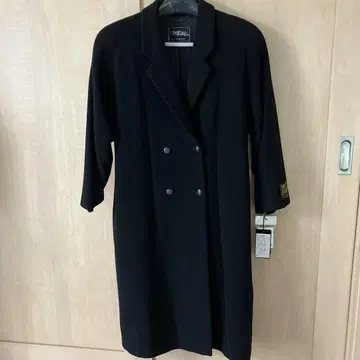블랙 더블 브레스트 롱 코트