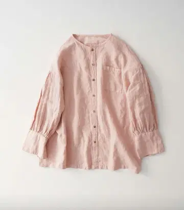 네스트로브 린넨 천연 염색 랩 커프스 셔츠 핑크