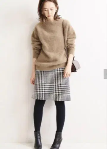 IENA 로빙 체크 사다리꼴 스커트