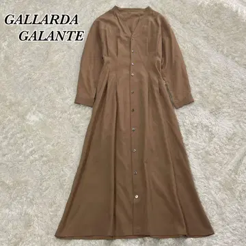 GALLARDAGALANTE 밴드 카라 셔츠 원피스 A라인 브라운