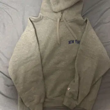 Champion 그레이 후드티 M NEW YORK 자수