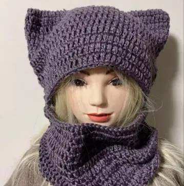 손뜨개질 고양이 귀 발라클라바