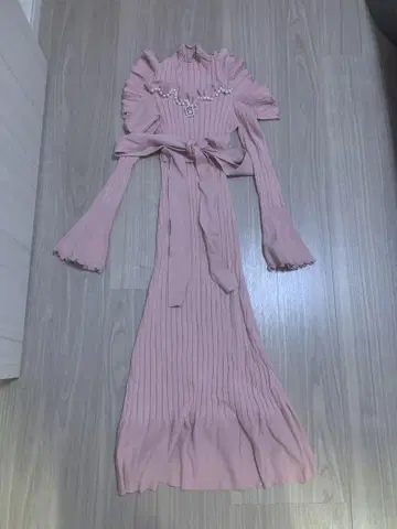 리브 핑크 롱 원피스