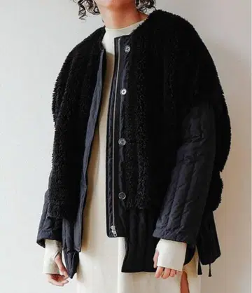 CLANE 보아 퀼팅 자켓 블랙