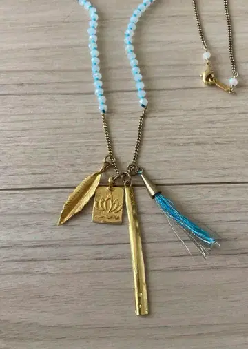 CHAN LUU 골드 페더 롱 목걸이