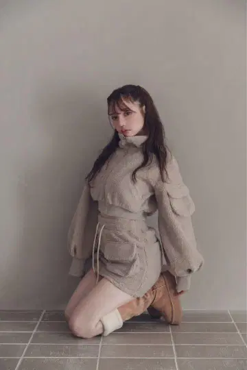andmary Miffy boa jacket miniskirt setup