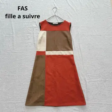 FAS 블록 컬러 스웨이드 원피스 슬리브리스 깔끔한 스트레치