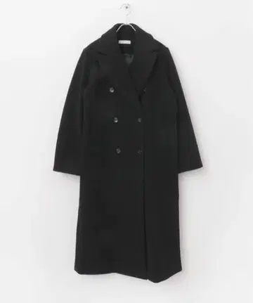 블랙 더블 브레스트 롱 코트