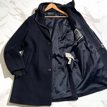 [ 컨디션 최상 / M ] 엠포리오 아르마니 체스터 코트 후드 블랙 계열