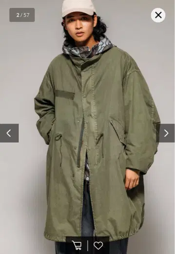 새상품급 FREAK'S STORE 밀리터리 모즈 코트 XL(LL) 카키