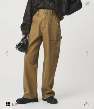 컬러 데님 페인터 팬츠 S