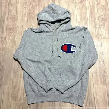 Champion 후드티 M 그레이 두꺼운 원단