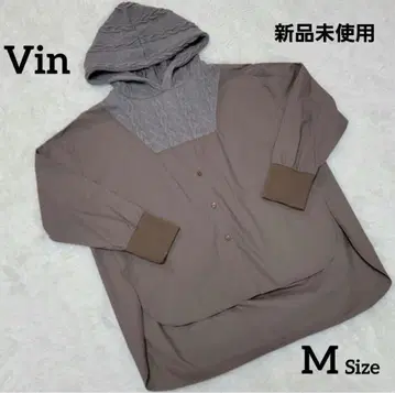 새상품 VIN  후드 부착 블라우스 긴팔 셔츠 케이블 짜임 후드티