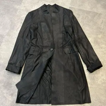 새상품급 램 가죽 롱 코트 XL 원 버튼 통가죽 스탠드 카라