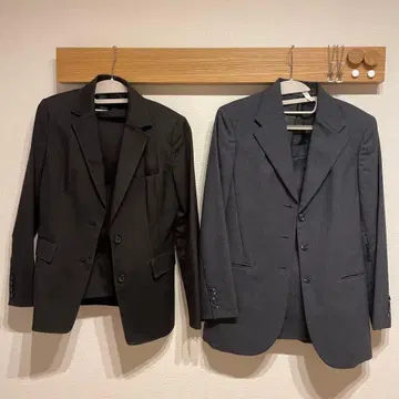 취업 정장 무릎 기장 스커트 블랙 그레이 2종 세트