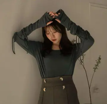 mideal 리본 롱 슬리브 상의