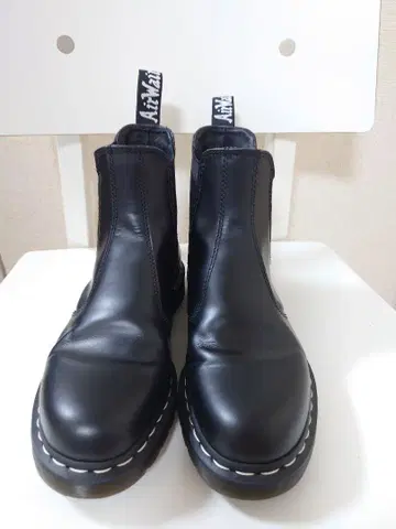 블랙 가죽 사이드 고어 부츠 바운싱 밑창