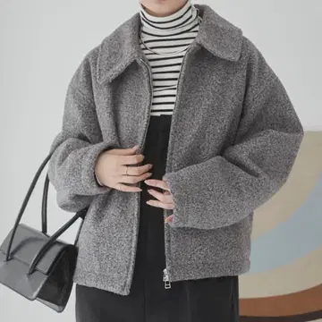 ANGIE 부클레 더블 지퍼 블루종