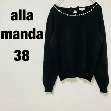 allamanda 알라만다 긴팔 니트 스웨터 블랙 라메 포함