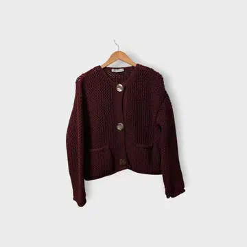 ZARA 버건디 니트 가디건 골드 버튼 M 사이즈