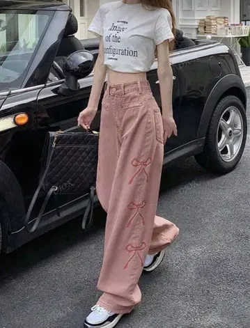 데님 핑크 리본