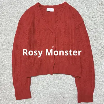 새상품급 rosy monster 케이블 니트 가디건 레드