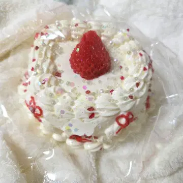 오동통 딸기 리본 설탕 펄 홀로그램 케이크 빅 탭 스퀴즈