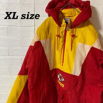 NFL 치프스 오버 사이즈 하프 지퍼 나일론 바시티 자켓