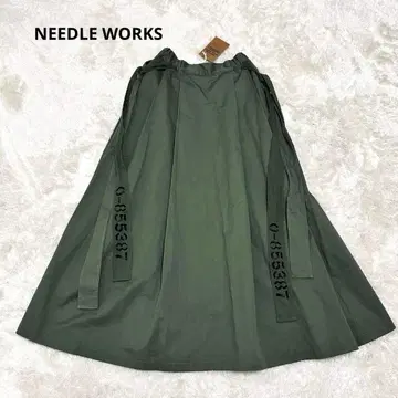 [ NEEDLE WORKS ] 미사용 올리브 카키 그린 플레어 스커트 S