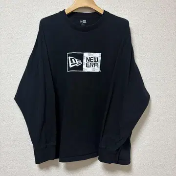NEW ERA 로고 자수 긴팔 T셔츠 블랙 5L 사이즈 빅 사이즈