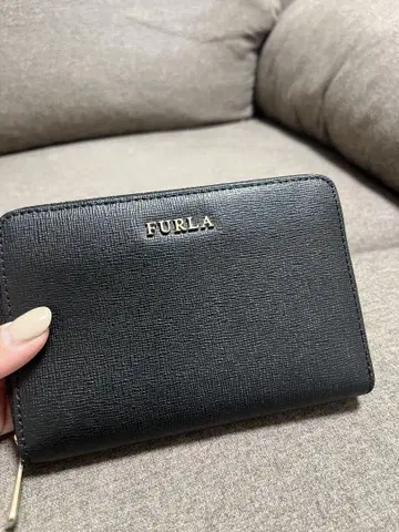 FURLA 블랙 가죽 접이식 지갑 수납 가방 박스 포함