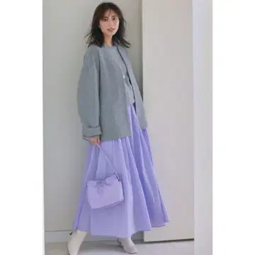 [ 새상품급 ] 23구 나일론 타스란 개더 맥시 스커트 라벤더