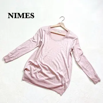 니 NIMES 핑크 긴팔 니트 코튼 레이온 리브 캐주얼