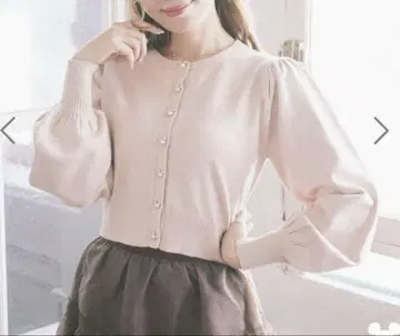 Areeam 미키 펄 버튼 가디건 옅은 핑크