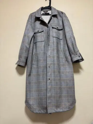 ZARA 롱 코트 체크 무늬