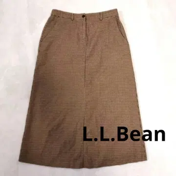 L.L.Bean 브라운 블랙 체크 무늬 롱 스커트
