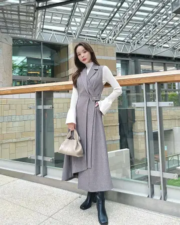 snidel 슬리브리스 테일러드 롱 원피스