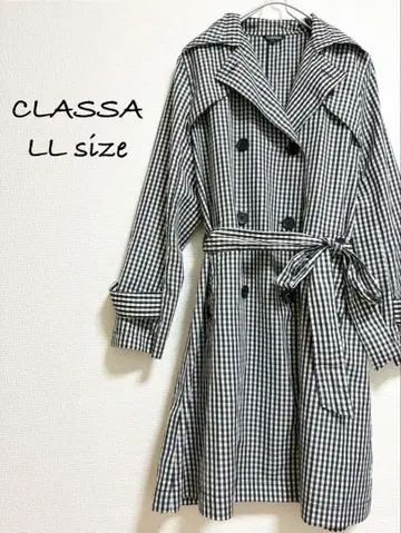 [ 새상품급 ] CLASSA 클래사 레인코트 발수 깅엄 체크 블랙 LL
