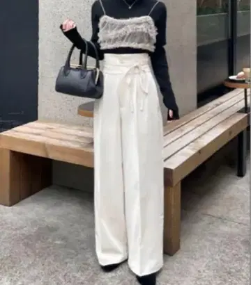 hinari 하이웨스트 리본 팬츠