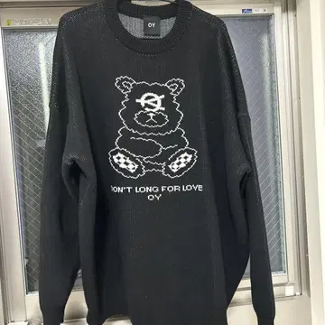 OY 곰 자수 니트 블랙