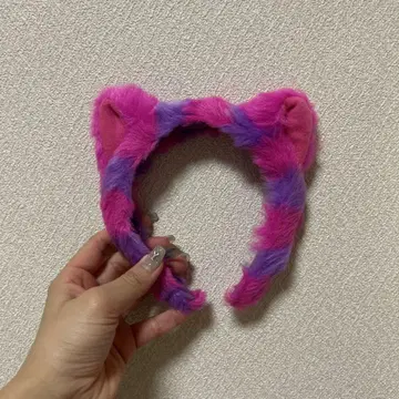 고양이 귀 머리띠 핑크 보라색