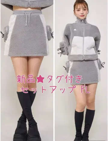 새상품 택 포함 다리치 보아 콤비 리본 포켓 셋업