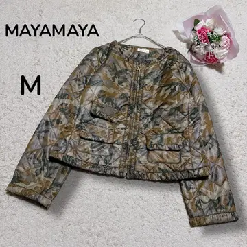 [ MAYAMAYA ] 카모플라쥬 노카라 솜 퀼팅 자켓 경량 새상품급 M