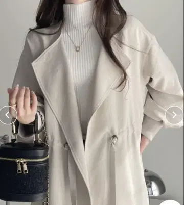 [ 미사용 ] 허리 드로스트 볼륨 슬리브 스프링 코트