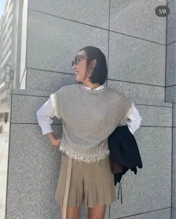 로지몬스터 라메 프린지 니트 베스트