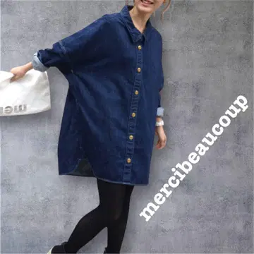 mercibeaucoup 메르시보쿠 데님 셔츠 원피스 인디고