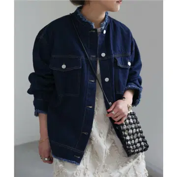 ap retro 노카라 G 데님 자켓 네이비